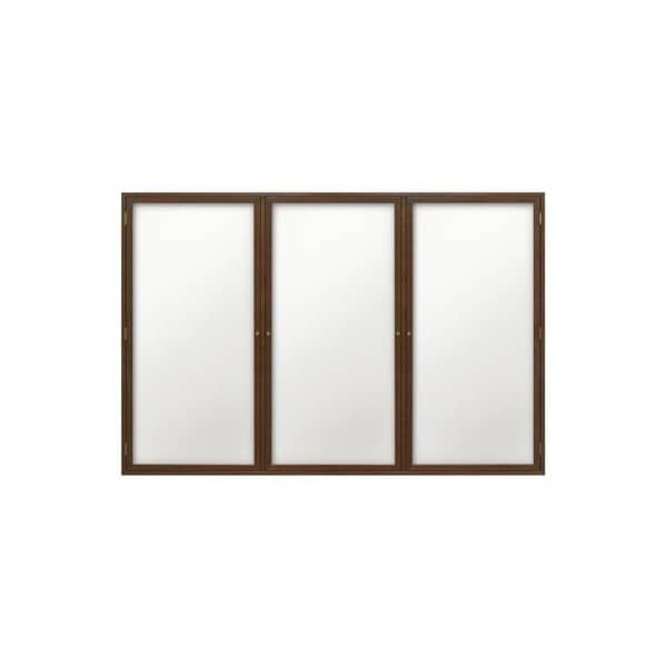 72"x48" 3-Door Wet/Dry Erase, Black Porcelain/Lt Oak Frame